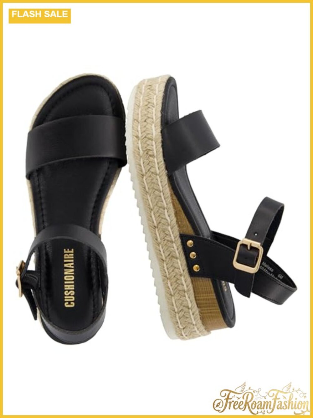 Platform Espadrille Sandals Vegan Leather Memory Foam Insole Adjustable Ankle